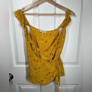 Madewell Yellow Silk Floral Top Sz 2